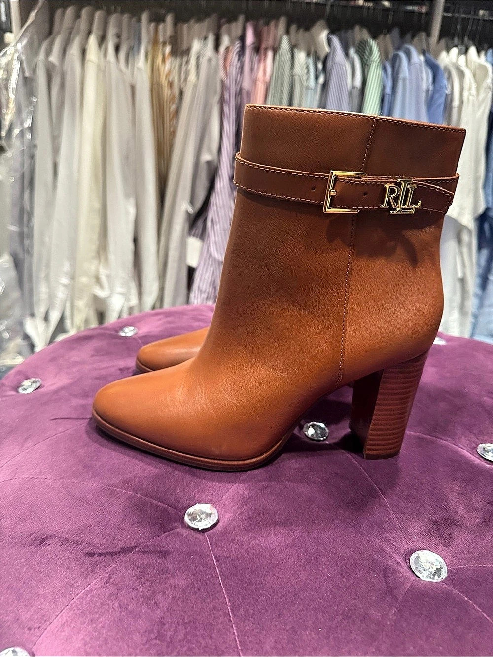 Ralph Lauren Brown Heeled Ankle Boots Like New